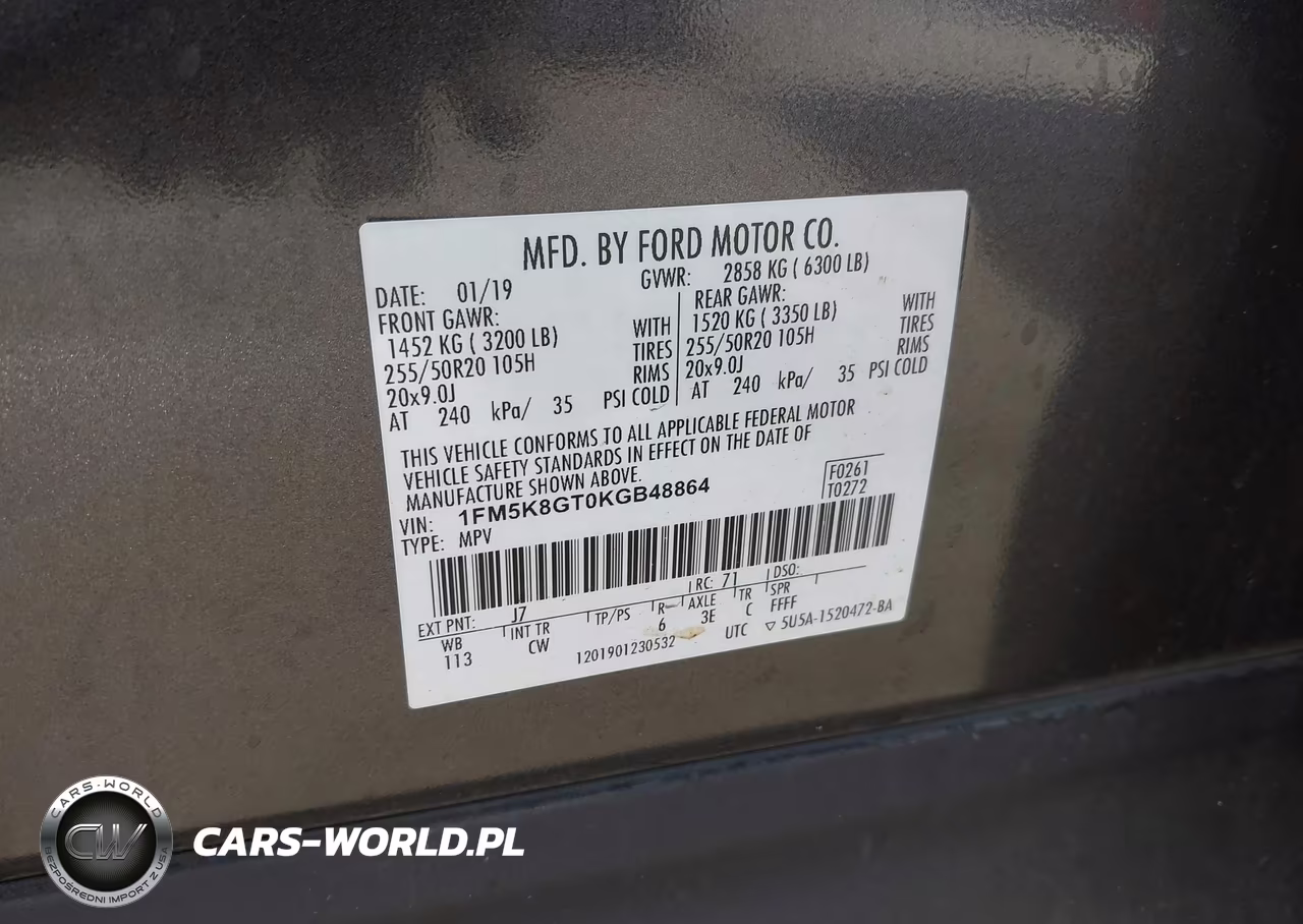 2019 Ford Explorer Sport VIN:1FM5K8GT0KGB48864 - 9