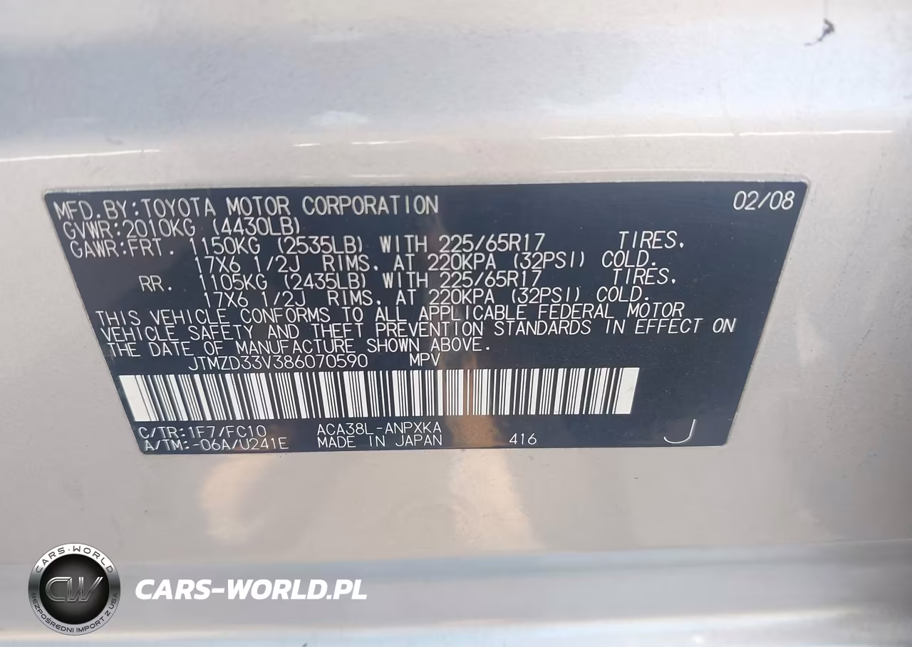 2008 Toyota Rav4 VIN:JTMZD33V386070590 - 9
