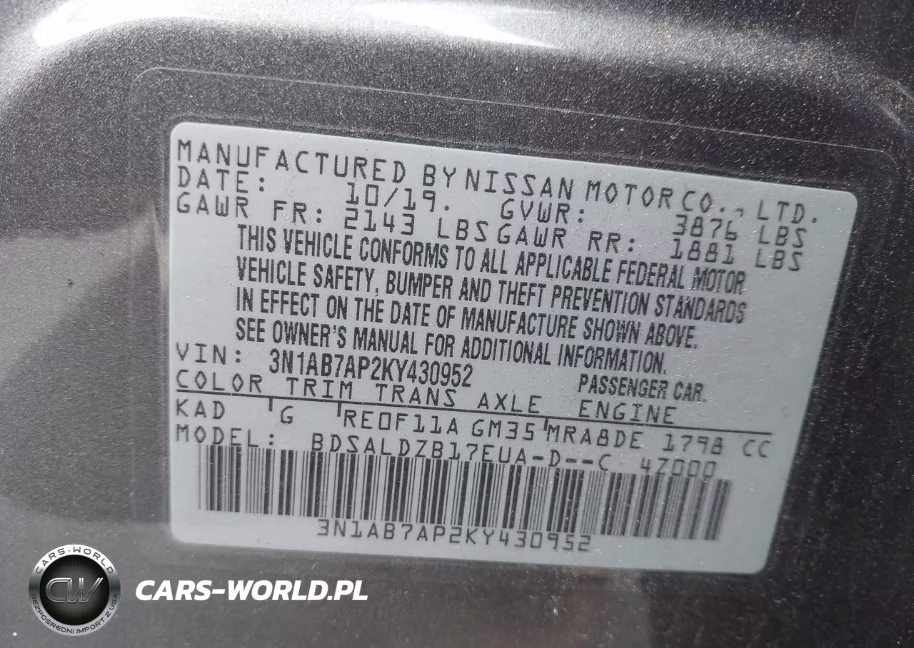 2019 Nissan Sentra Sv VIN:3N1AB7AP2KY430952 - 9