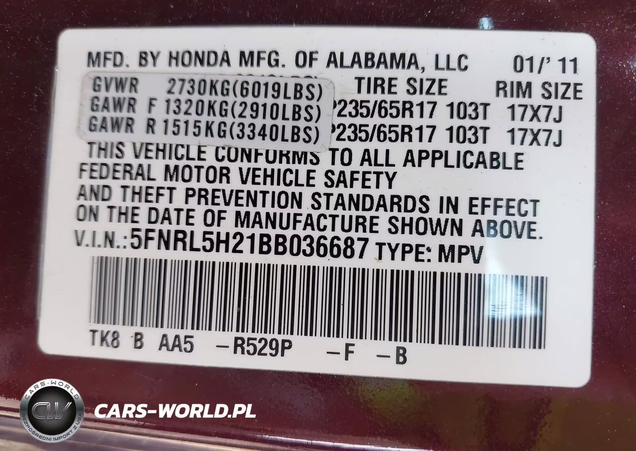 2011 Honda Odyssey Lx VIN:5FNRL5H21BB036687 - 9