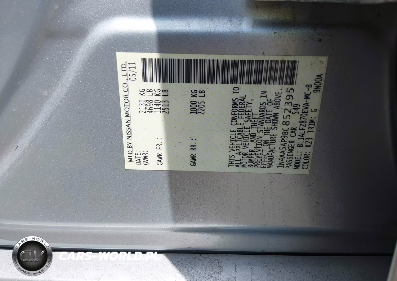 2011 Nissan Maxima 3.5 Sv VIN:1N4AA5AP9BC852395 - 9