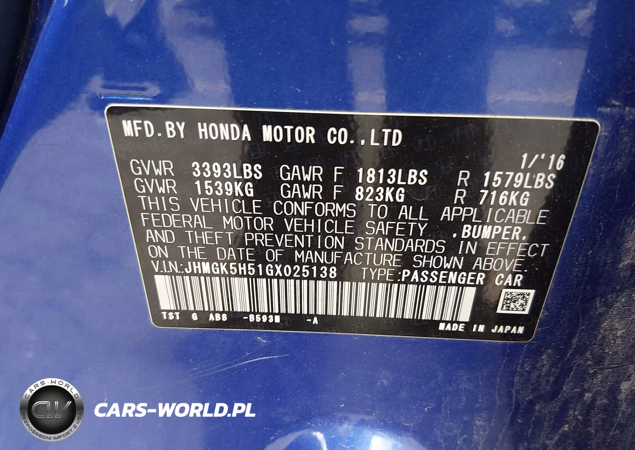 2016 Honda Fit Lx VIN:JHMGK5H51GX025138 - 9