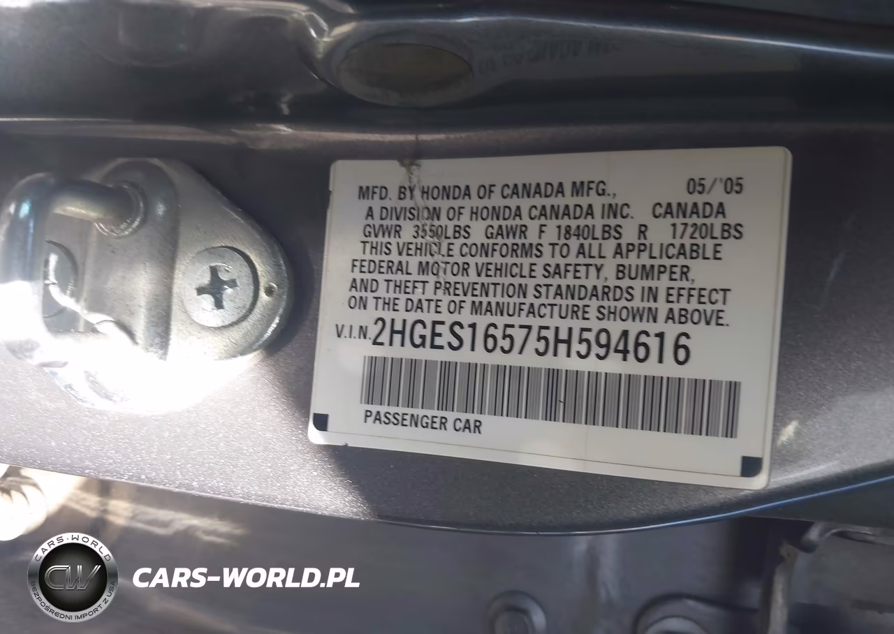 2005 Honda Civic Lx VIN:2HGES16575H594616 - 9