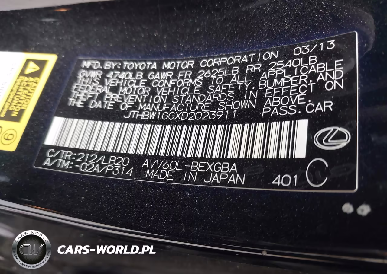 2013 Lexus Es 300H VIN:JTHBW1GGXD2023911 - 9