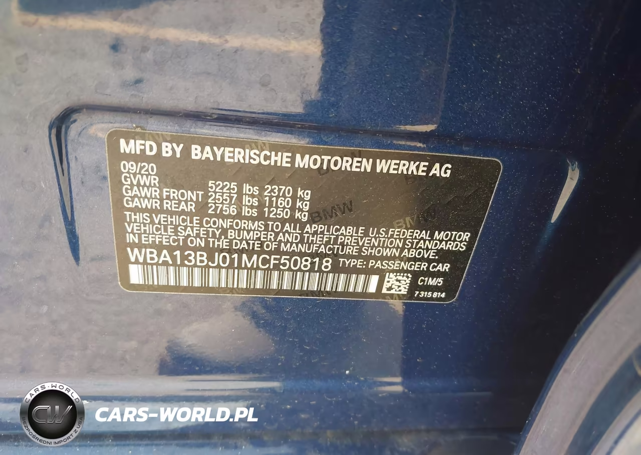 2021 BMW 530I xDrive VIN:WBA13BJ01MCF50818 - 9
