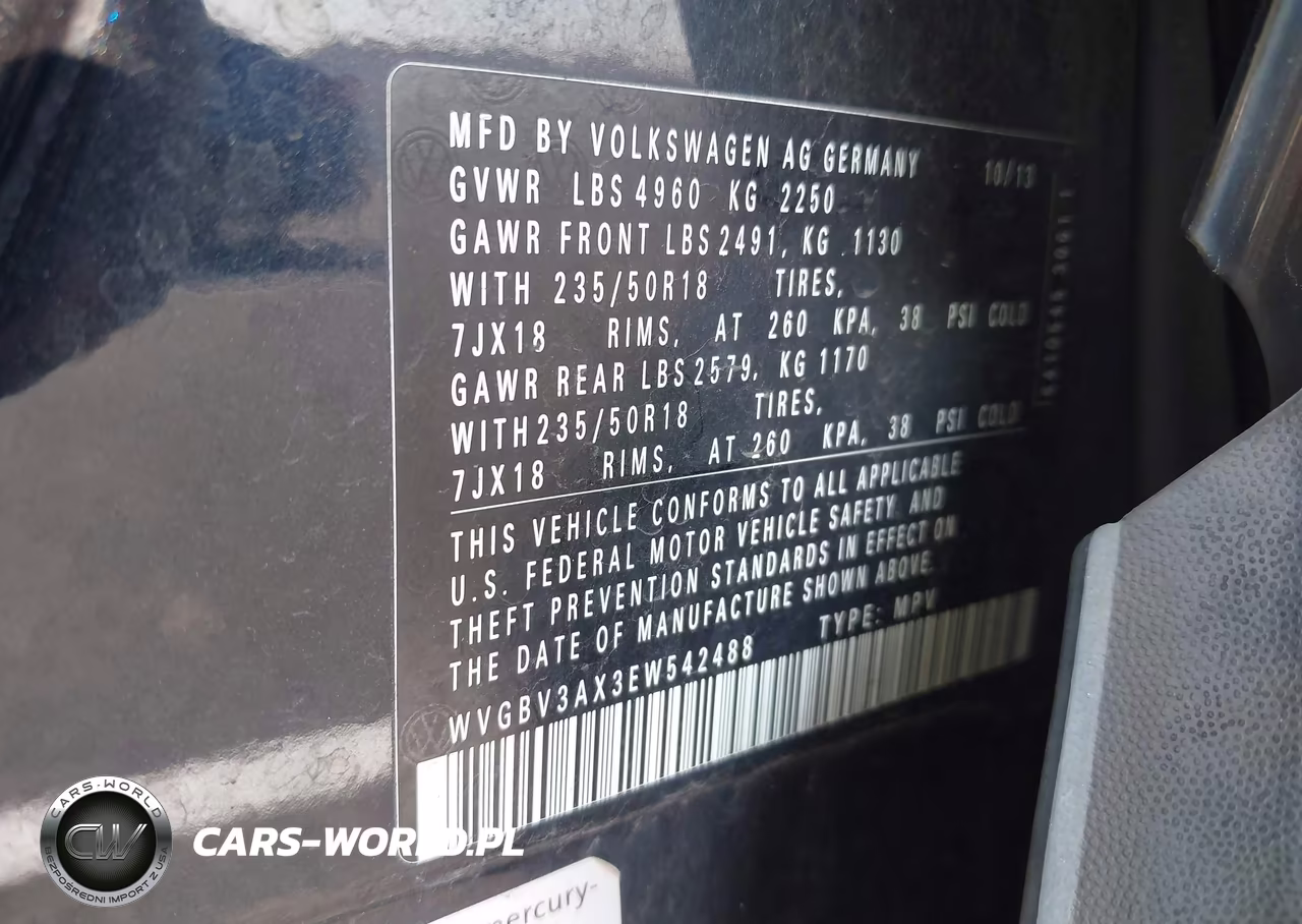 2014 Volkswagen Tiguan Sel VIN:WVGBV3AX3EW542488 - 8