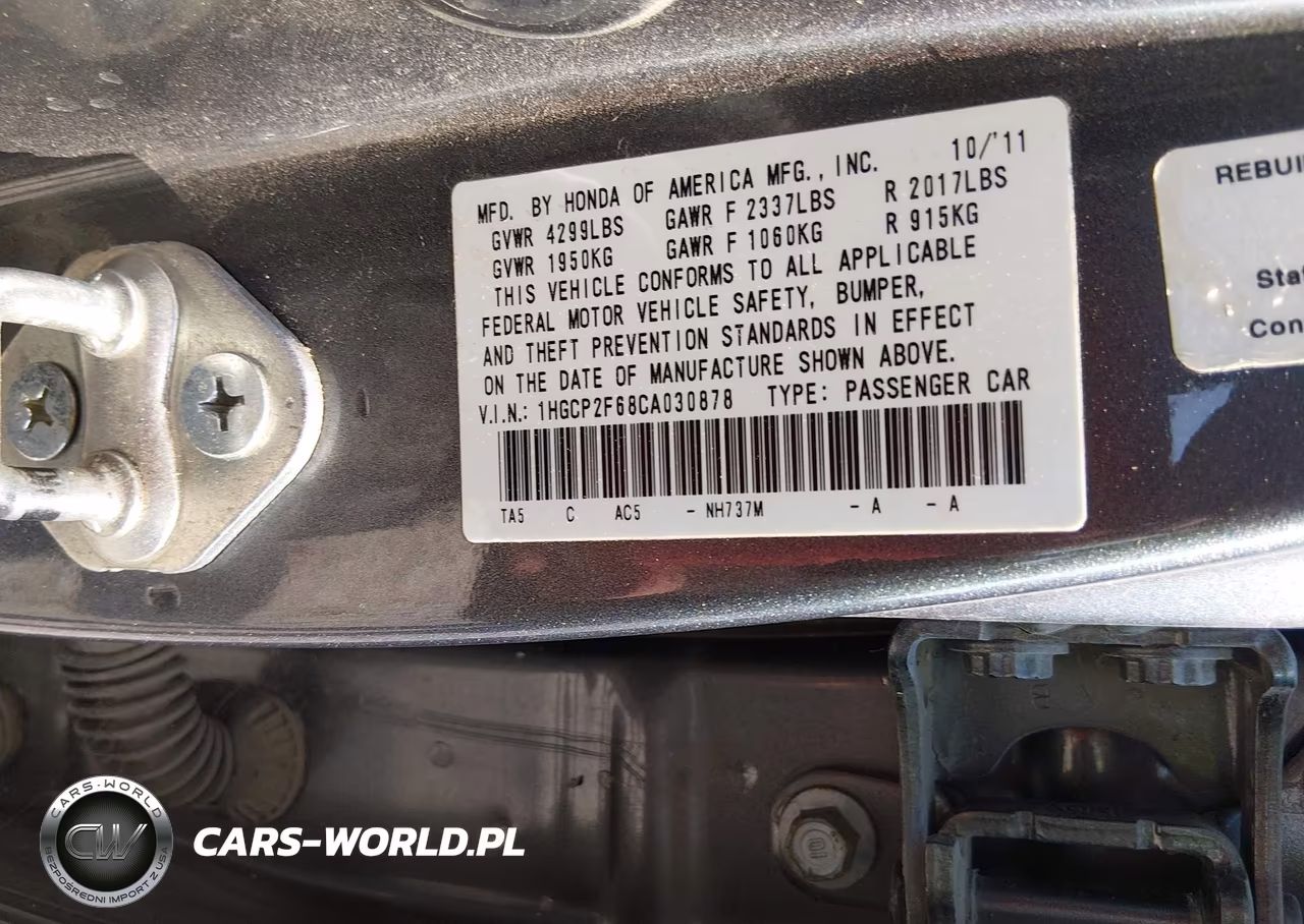2012 Honda Accord 2.4 Se VIN:1HGCP2F68CA030878 - 9