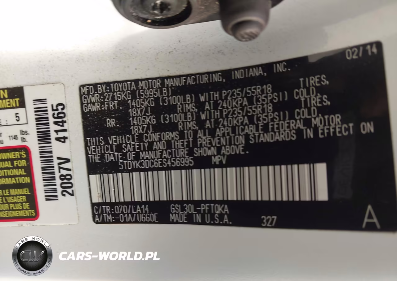 2014 Toyota Sienna Limited V6 7 Passenger VIN:5TDYK3DC6ES456995 - 9