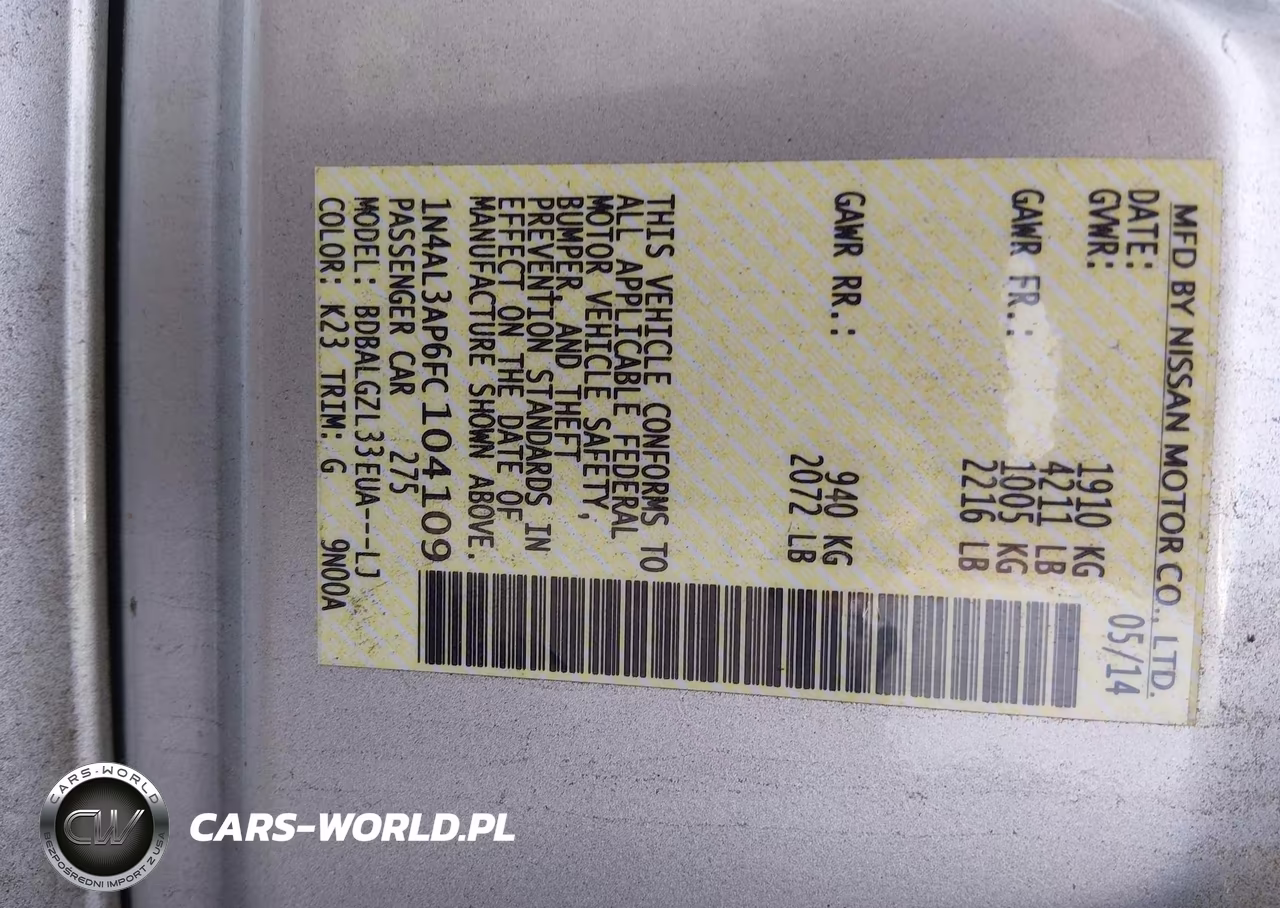 2015 Nissan Altima 2.5 S VIN:1N4AL3AP6FC104109 - 9