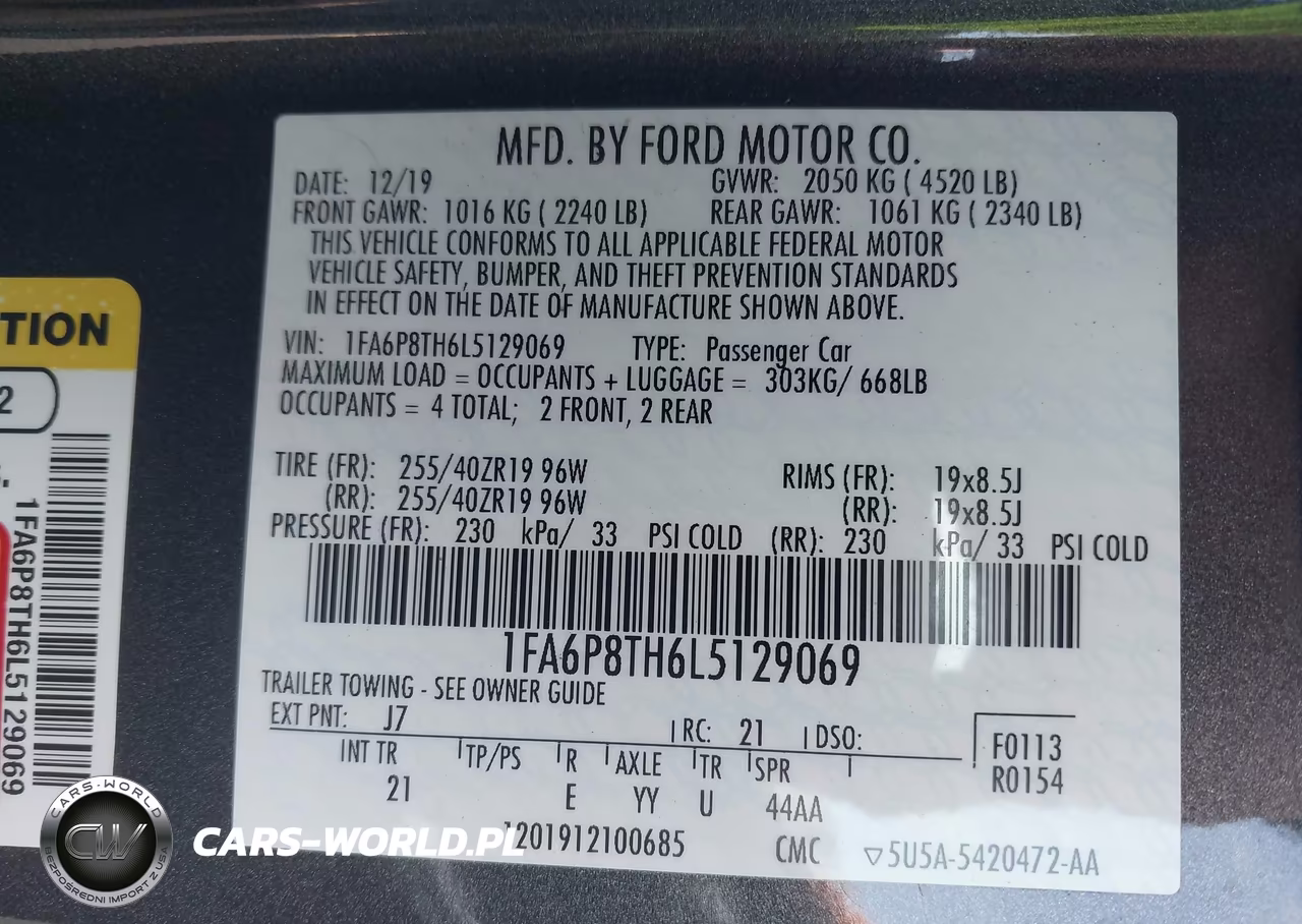 2020 Ford Mustang Ecoboost Fastback VIN:1FA6P8TH6L5129069 - 9