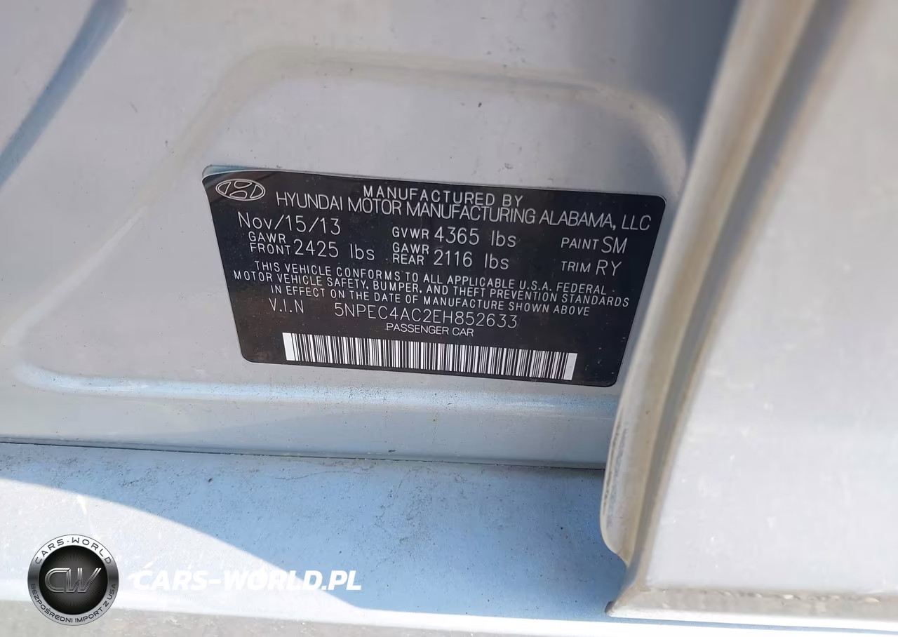 2014 Hyundai Sonata Limited VIN:5NPEC4AC2EH852633 - 9