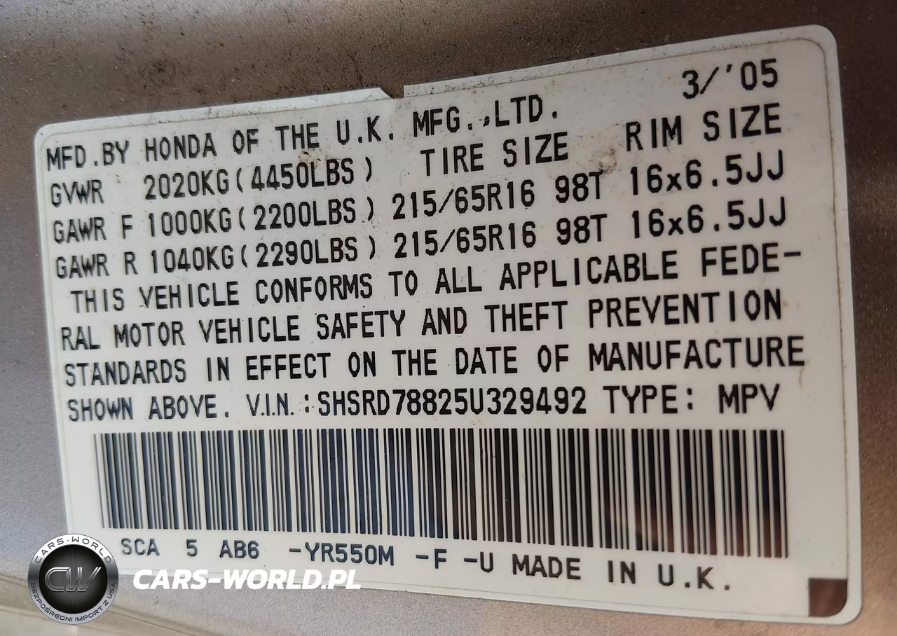 2005 Honda Cr-V Ex VIN:SHSRD78825U329492 - 9