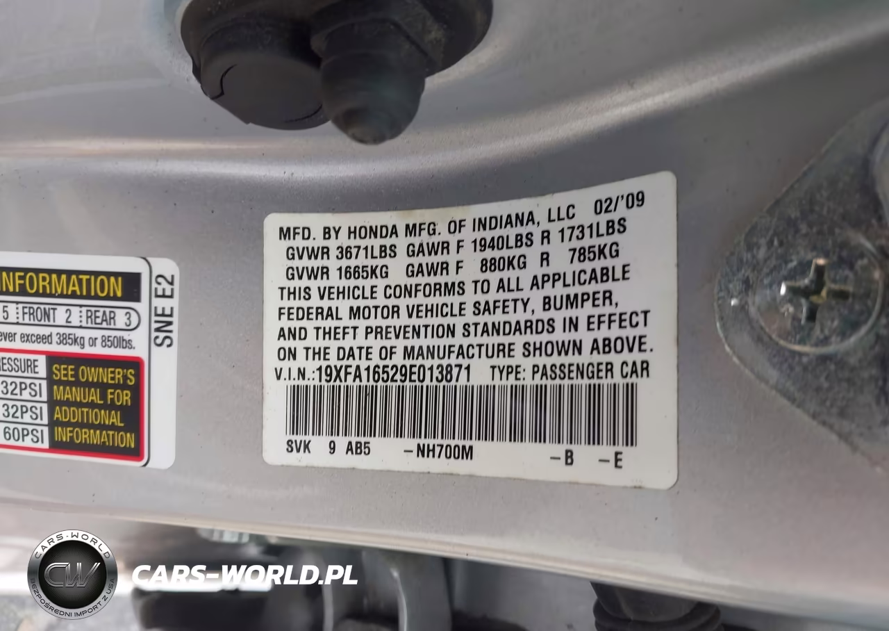2009 Honda Civic Lx VIN:19XFA16529E013871 - 9