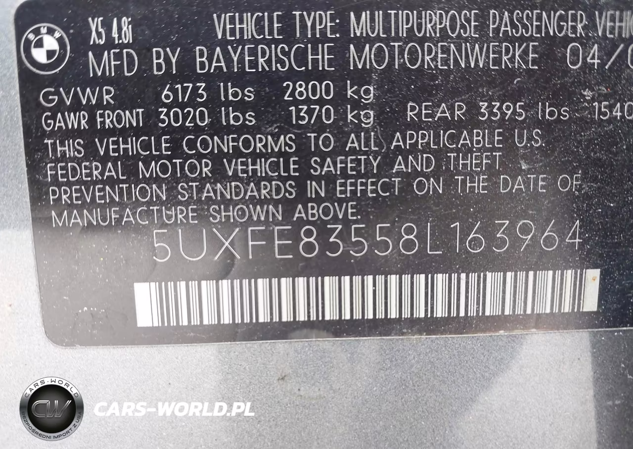 2008 BMW X5 4.8I VIN:5UXFE83558L163964 - 9