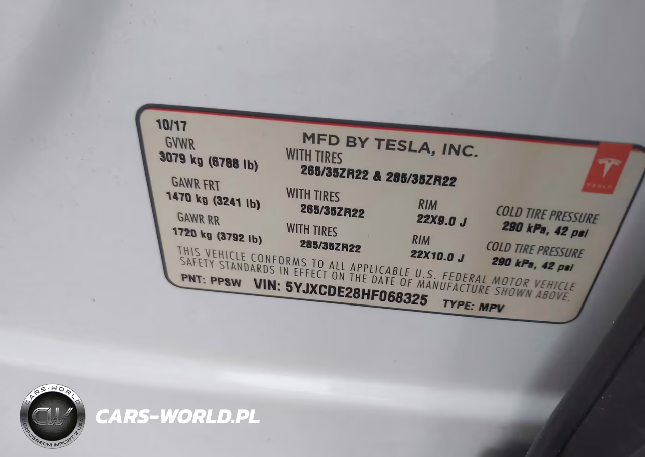 2017 Tesla Model X 100D-75D-90D VIN:5YJXCDE28HF068325 - 9