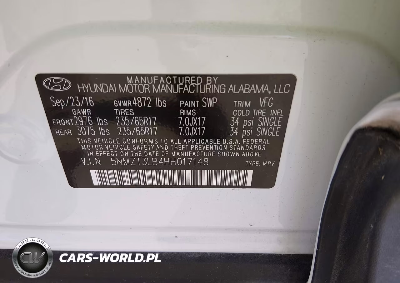 2017 Hyundai Santa Fe Sport 2.4L VIN:5NMZT3LB4HH017148 - 9