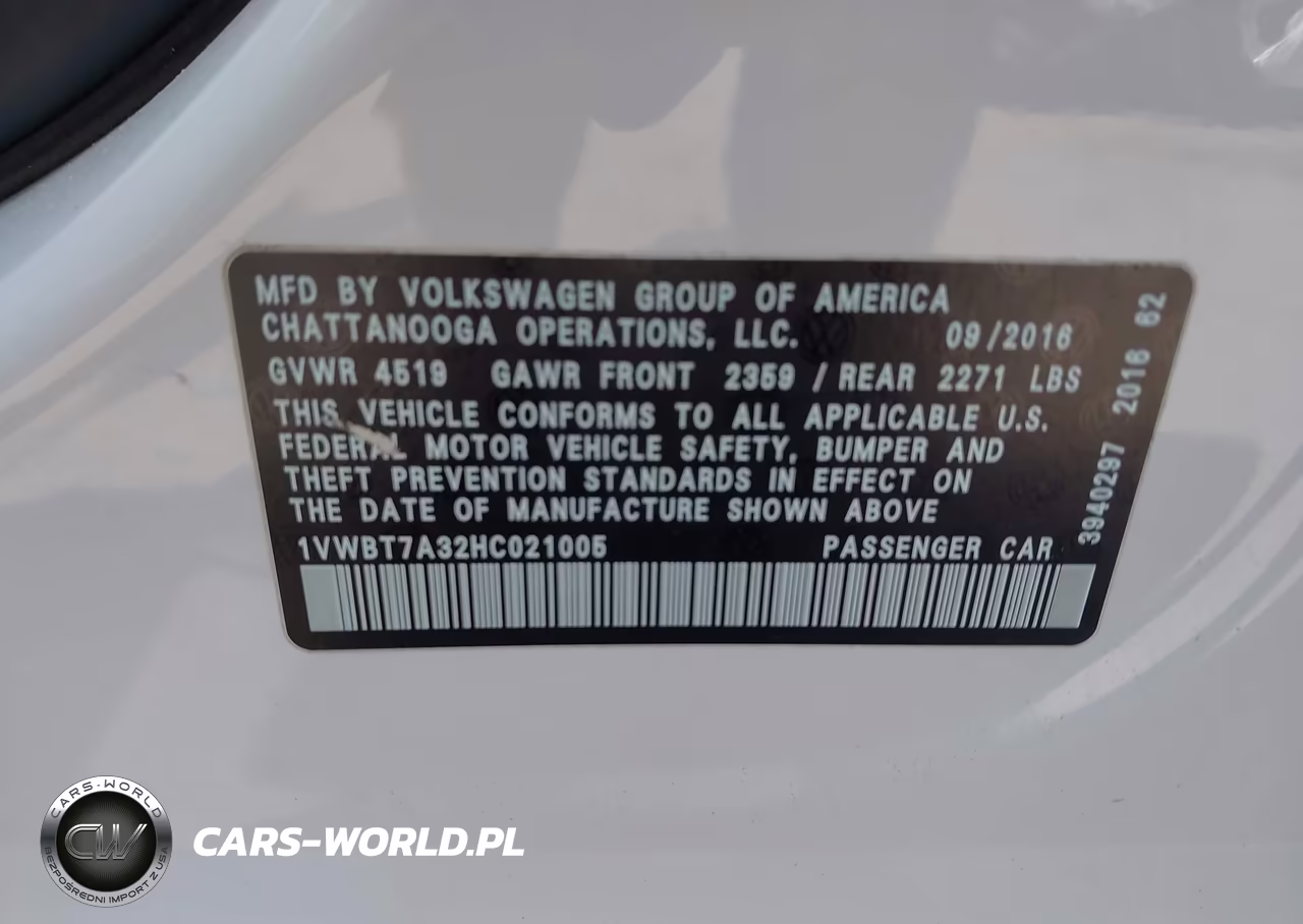 2017 Volkswagen Passat 1.8T Se VIN:1VWBT7A32HC021005 - 9