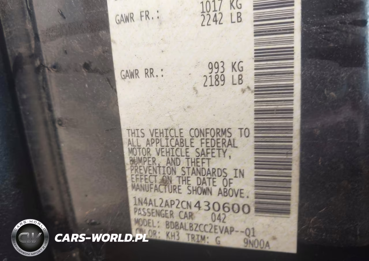 2012 Nissan Altima 2.5 S VIN:1N4AL2AP2CN430600 - 9