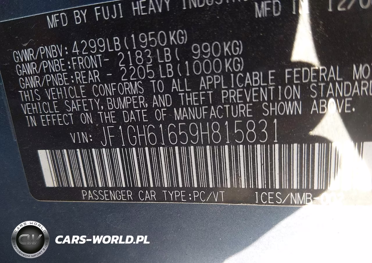 2009 Subaru Impreza 2.5I VIN:JF1GH61659H815831 - 9