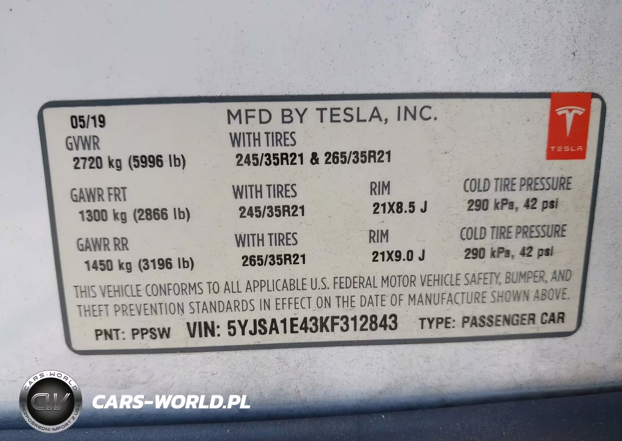 2019 Tesla Model S 100D-Long Range-P100D-Performance VIN:5YJSA1E43KF312843 - 9