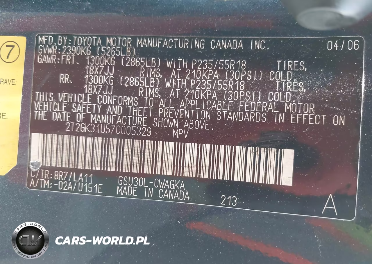 2007 Lexus Rx 350 VIN:2T2GK31U57C005329 - 9