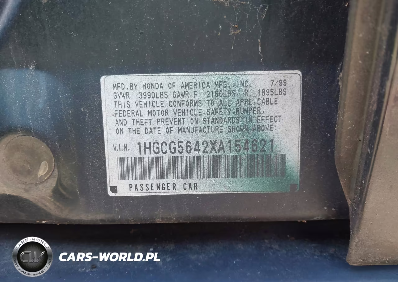 1999 Honda Accord Lx VIN:1HGCG5642XA154621 - 9