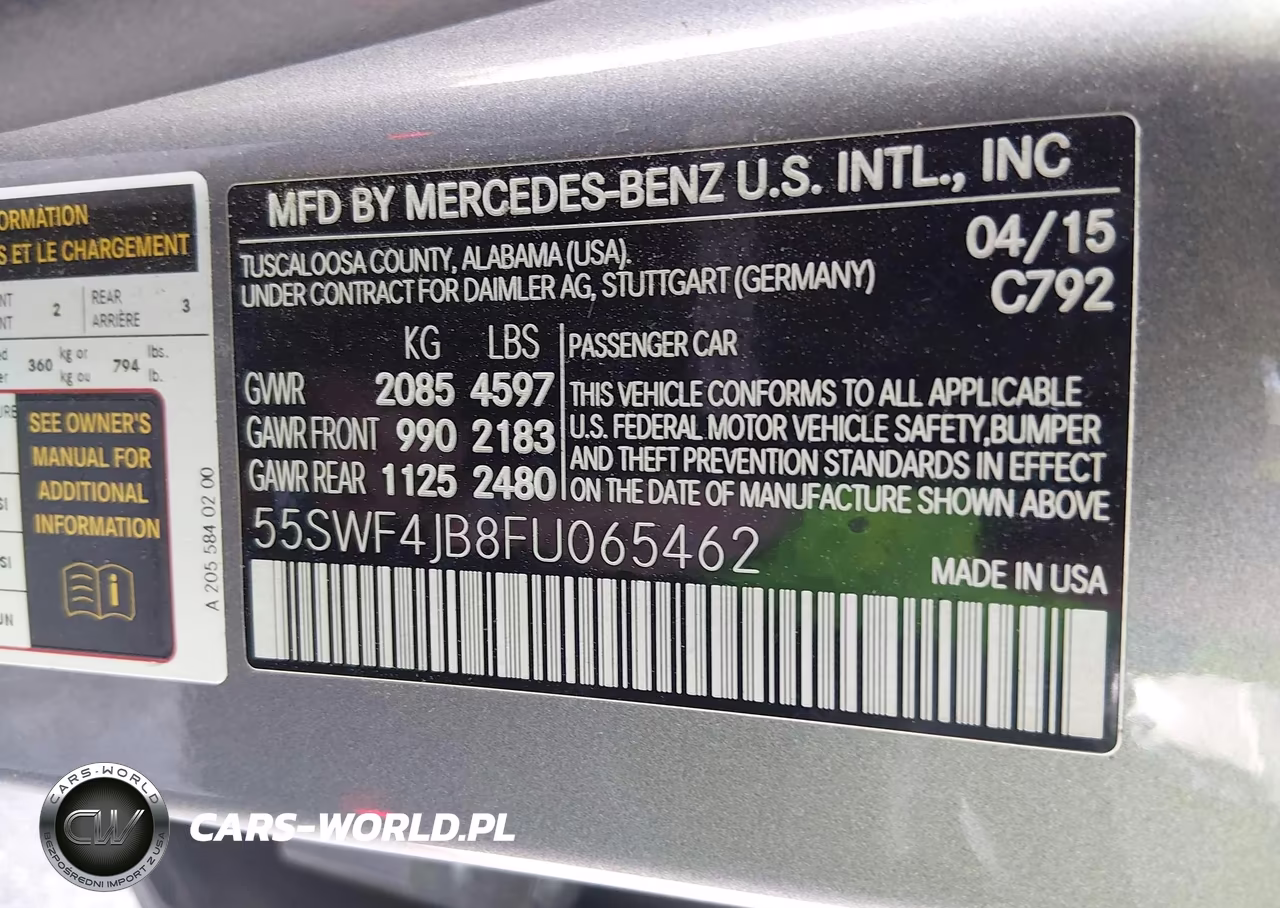 2015 Mercedes-Benz C 300 VIN:55SWF4JB8FU065462 - 9