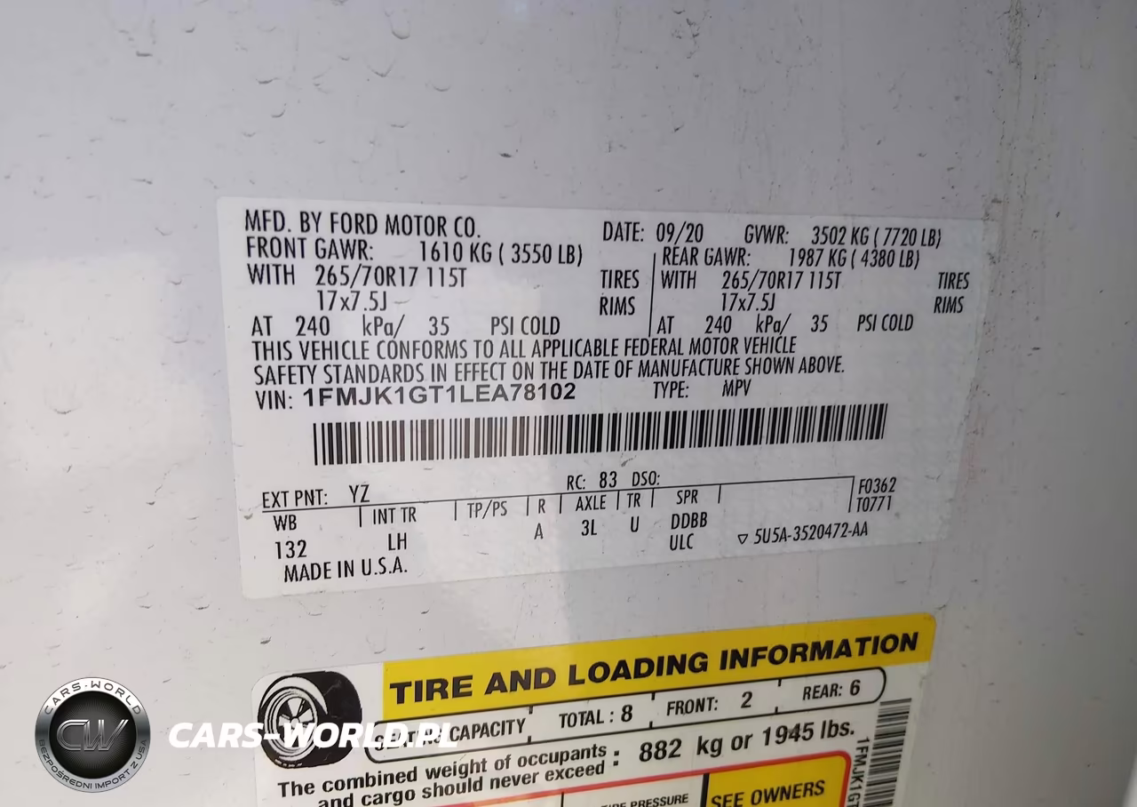 2020 Ford Expedition Xl Max VIN:1FMJK1GT1LEA78102 - 9