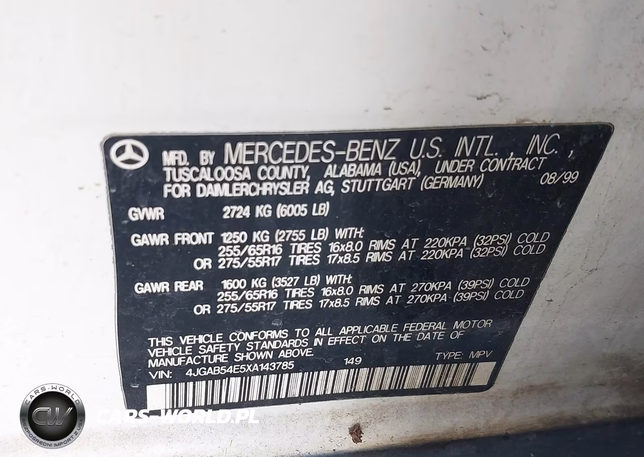 1999 Mercedes-Benz Ml 320 VIN:4JGAB54E5XA143785 - 9