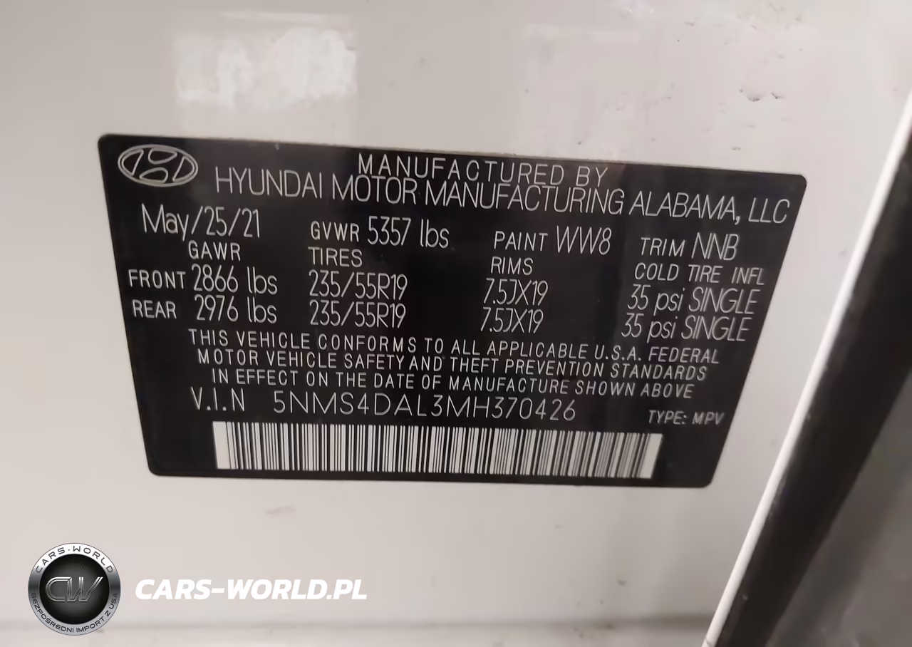 2021 Hyundai Santa Fe Limited VIN:5NMS4DAL3MH370426 - 9
