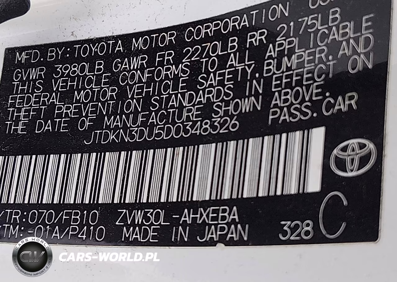 2013 Toyota Prius Two VIN:JTDKN3DU5D0348326 - 9