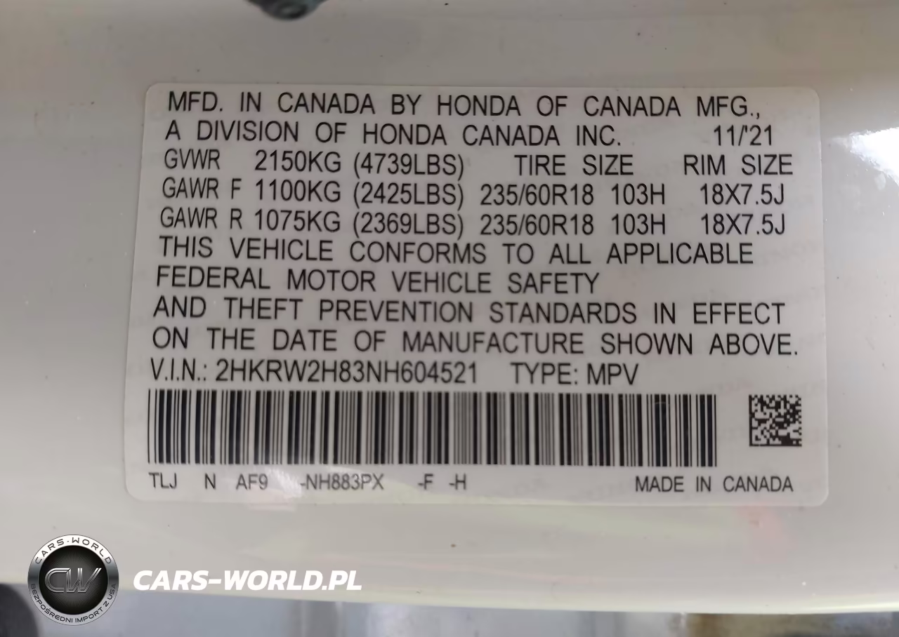 2022 Honda Cr-V Awd Ex-L VIN:2HKRW2H83NH604521 - 9
