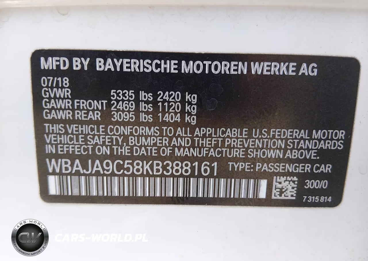 2019 BMW 530E Iperformance VIN:WBAJA9C58KB388161 - 9