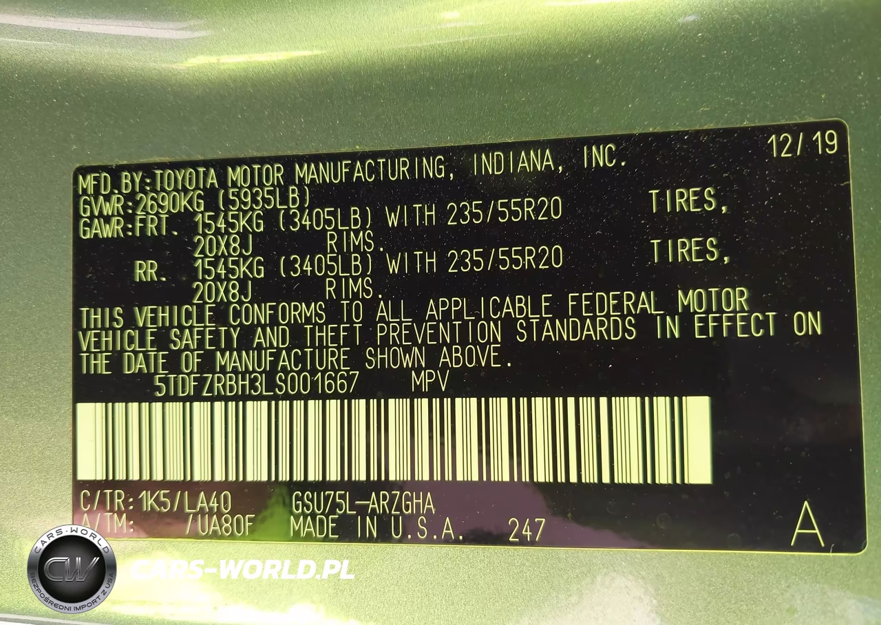 2020 Toyota Highlander Platinum VIN:5TDFZRBH3LS001667 - 9