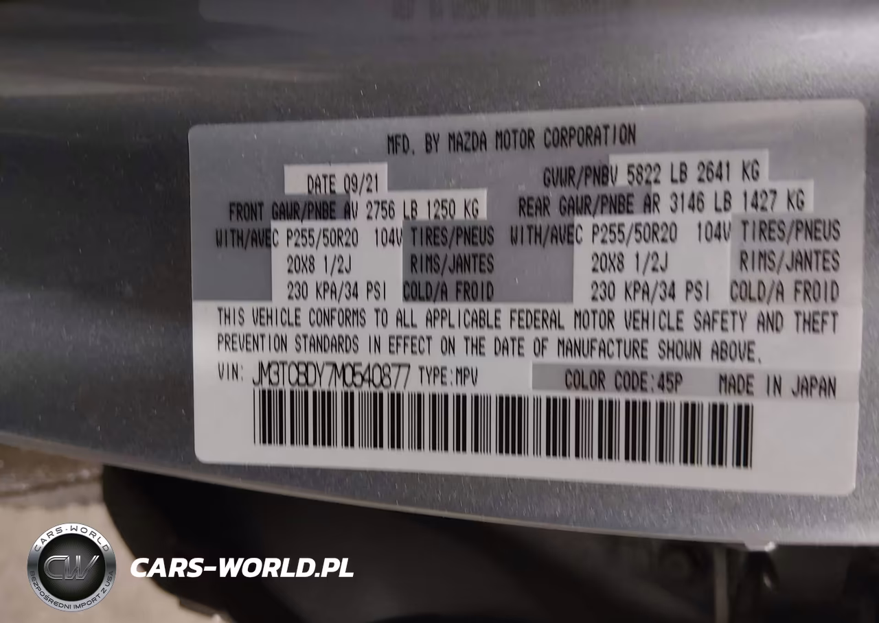 2021 Mazda Cx-9 Grand Touring VIN:JM3TCBDY7M0540877 - 9