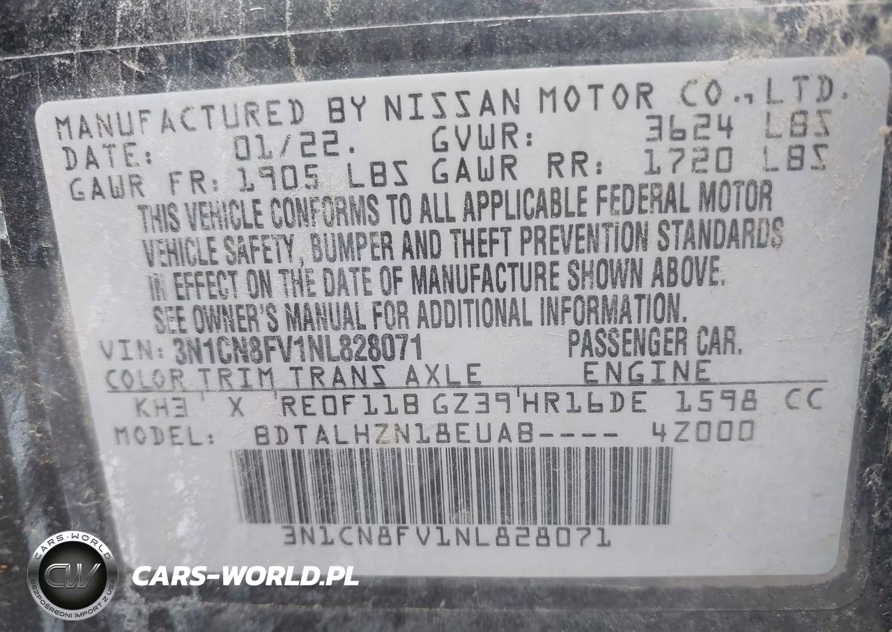 2022 Nissan Versa 1.6 Sr Xtronic Cvt VIN:3N1CN8FV1NL828071 - 9