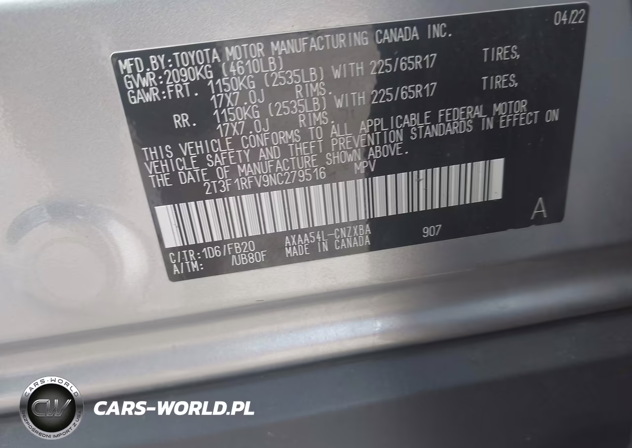 2022 Toyota Rav4 Le VIN:2T3F1RFV9NC279516 - 9