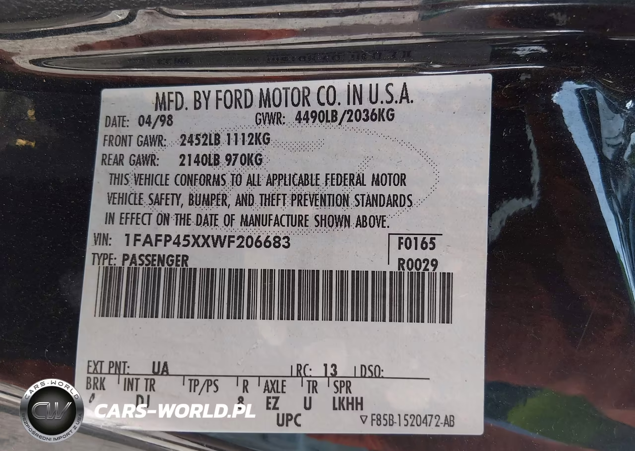 1998 Ford Mustang Gt VIN:1FAFP45XXWF206683 - 9