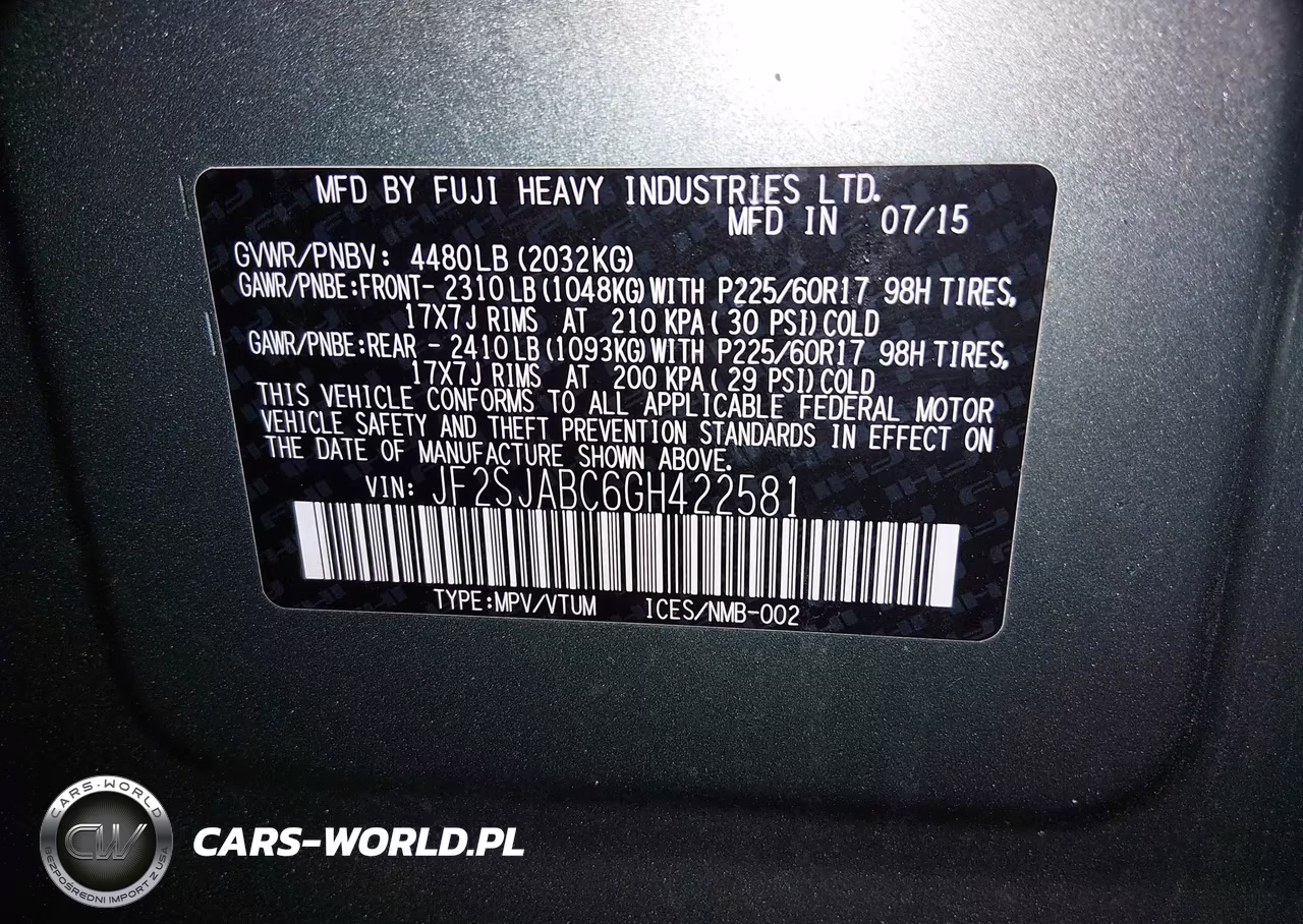 2016 Subaru Forester 2.5I VIN:JF2SJABC6GH422581 - 9