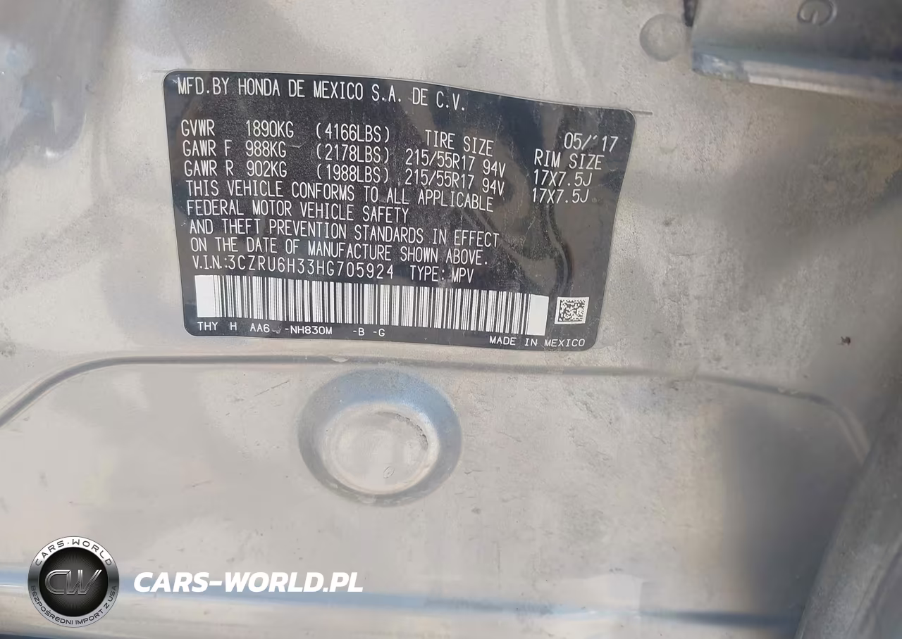 2017 Honda Hr-V Lx VIN:3CZRU6H33HG705924 - 9