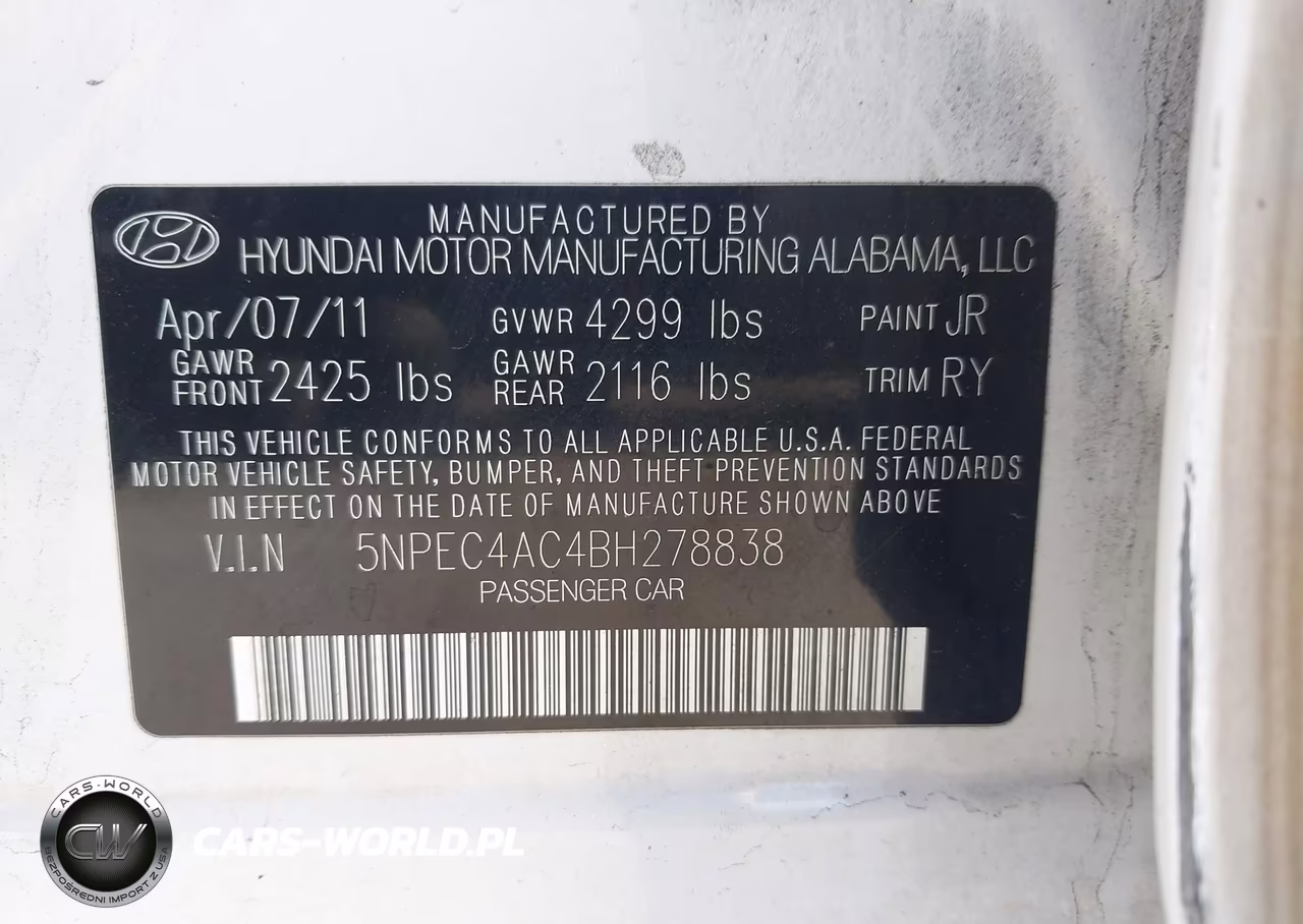 2011 Hyundai Sonata Se VIN:5NPEC4AC4BH278838 - 9