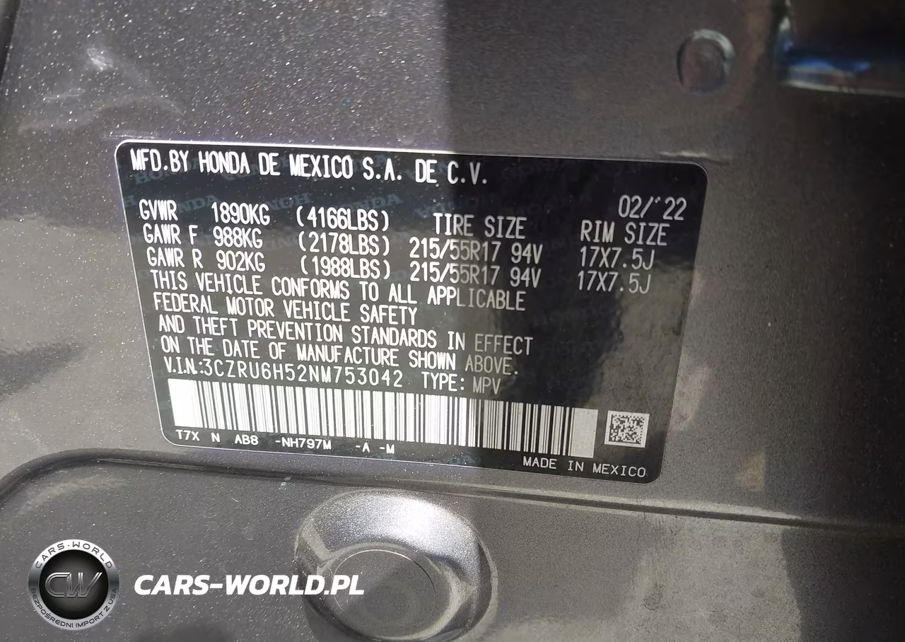 2022 Honda Hr-V Awd Ex VIN:3CZRU6H52NM753042 - 9
