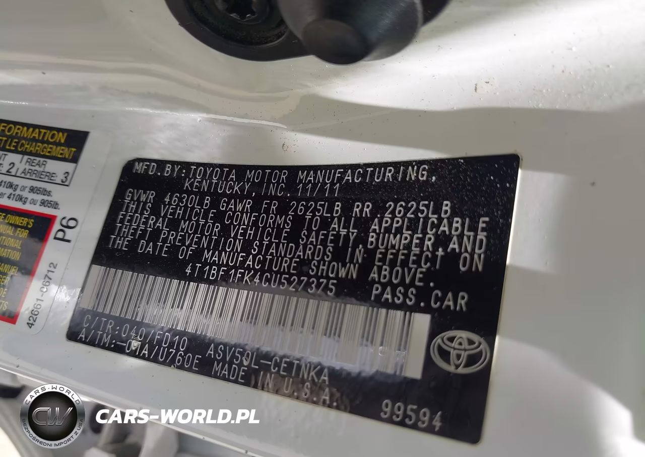 2012 Toyota Camry Le VIN:4T1BF1FK4CU527375 - 9