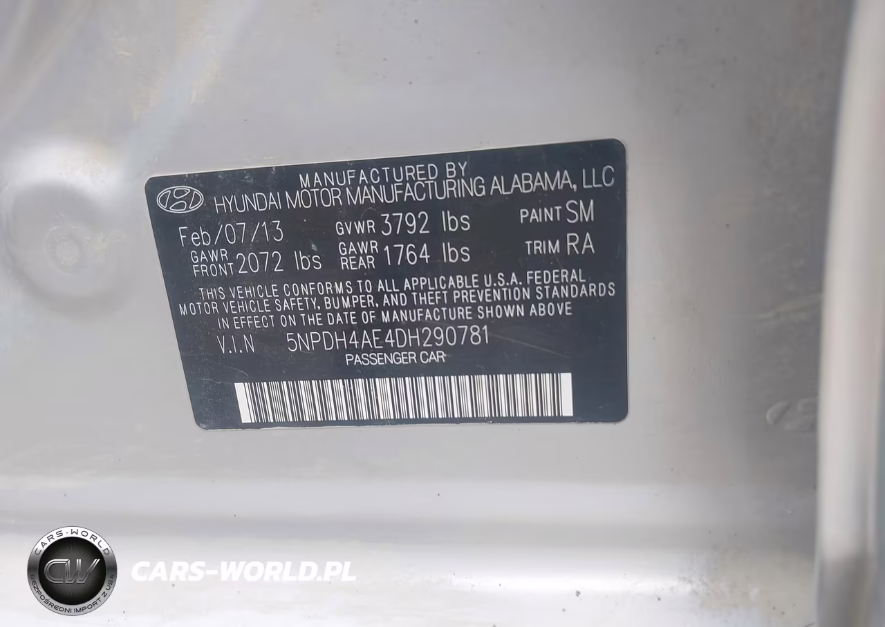 2013 Hyundai Elantra Gls VIN:5NPDH4AE4DH290781 - 9