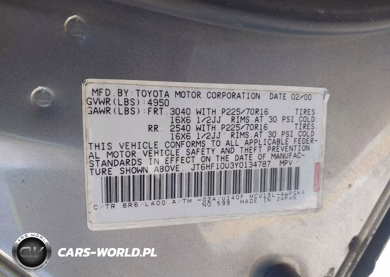 2000 Lexus Rx 300 VIN:JT6HF10U3Y0134787 - 9