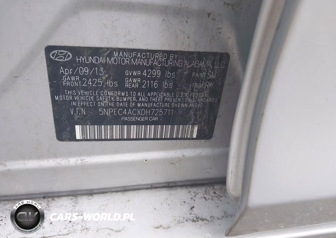 2013 Hyundai Sonata Limited VIN:5NPEC4ACXDH725711 - 9