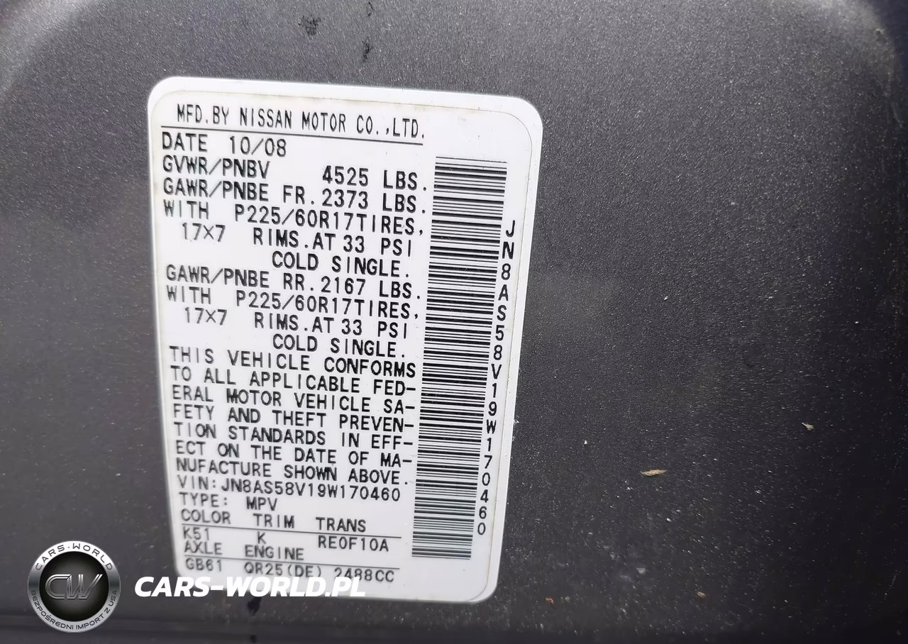 2009 Nissan Rogue Sl VIN:JN8AS58V19W170460 - 9
