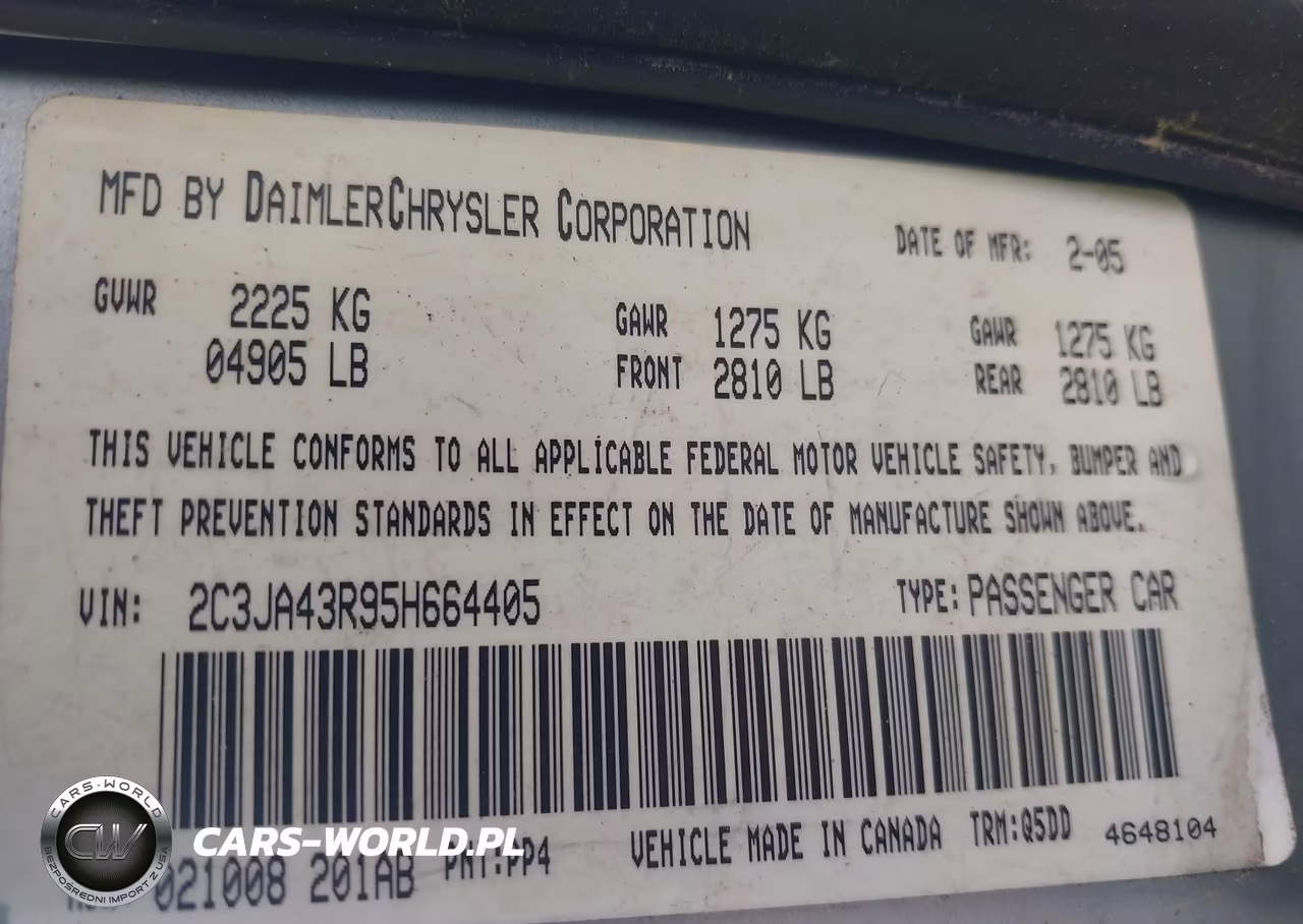 2005 Chrysler 300 VIN:2C3JA43R95H664405 - 9