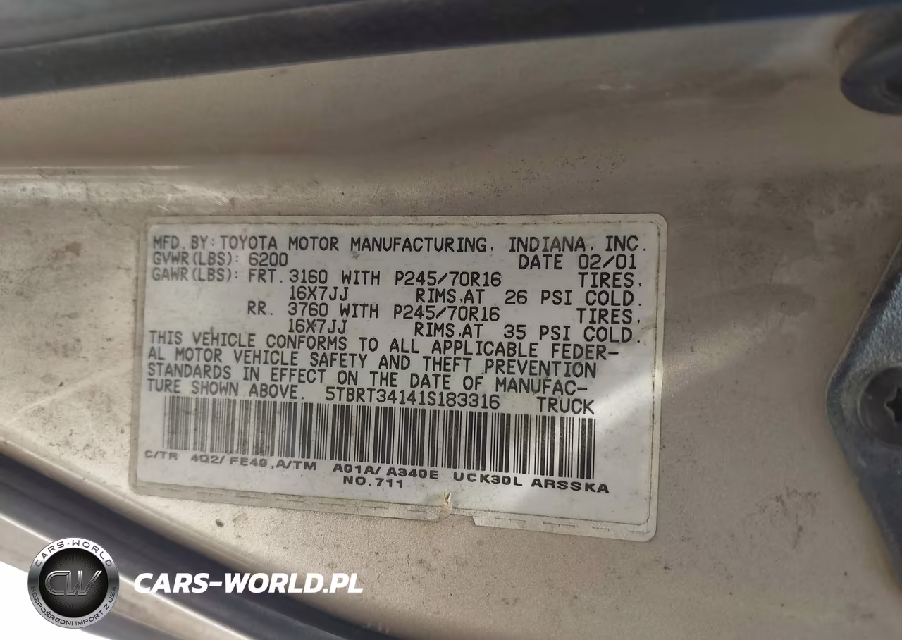 2001 Toyota Tundra Sr5 V8 VIN:5TBRT34141S183316 - 9