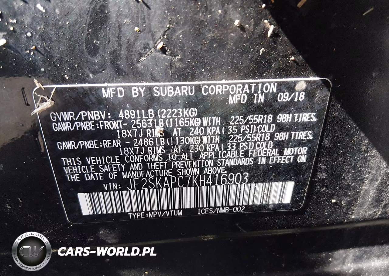 2019 Subaru Forester Sport VIN:JF2SKAPC7KH416903 - 9